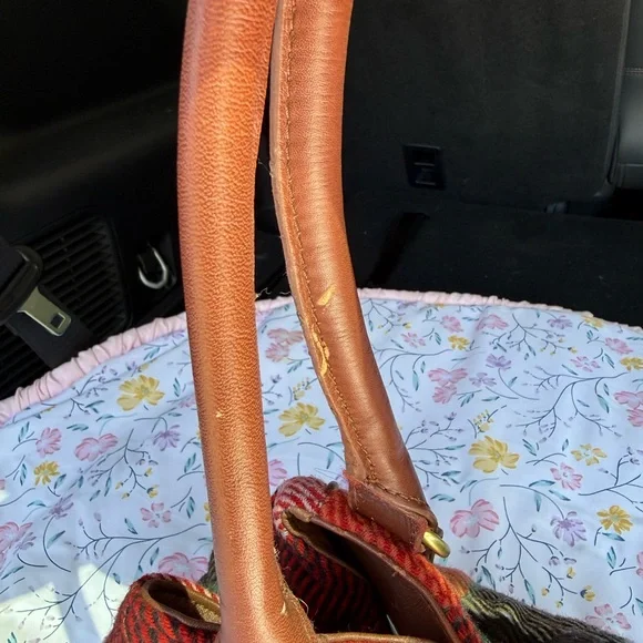 Vera Bradley Red Multi Plaid Wool-Blend Shoulder Bag with Brown Trim - Picture 4 of 4